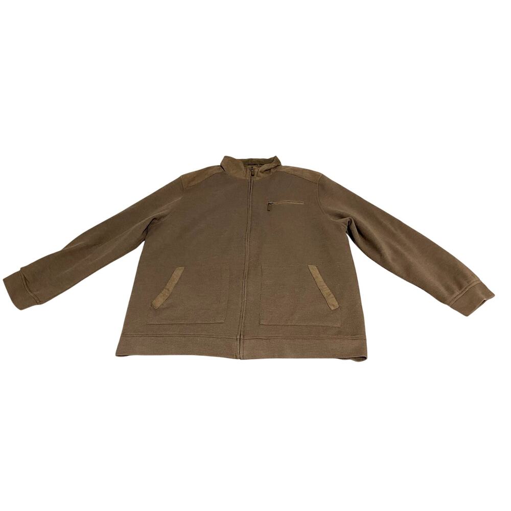 Tasso Elba Mens Cardigan Size XL Brown Elbow Patches Preppy Professor Academia
